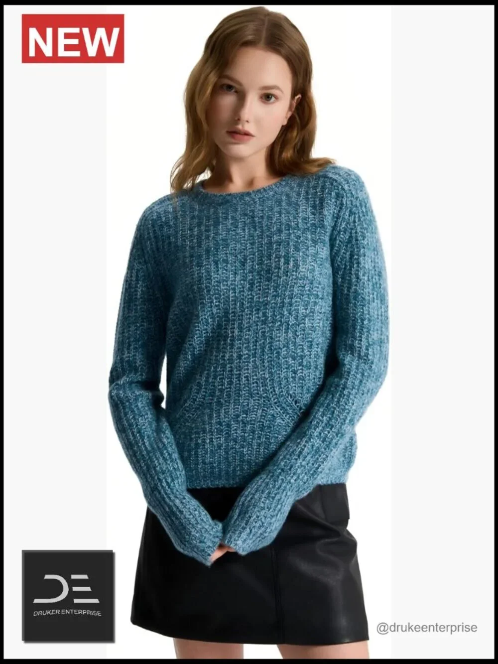 Marled Cashmere Loose Ribbed Hollow Out Pullover Sweater